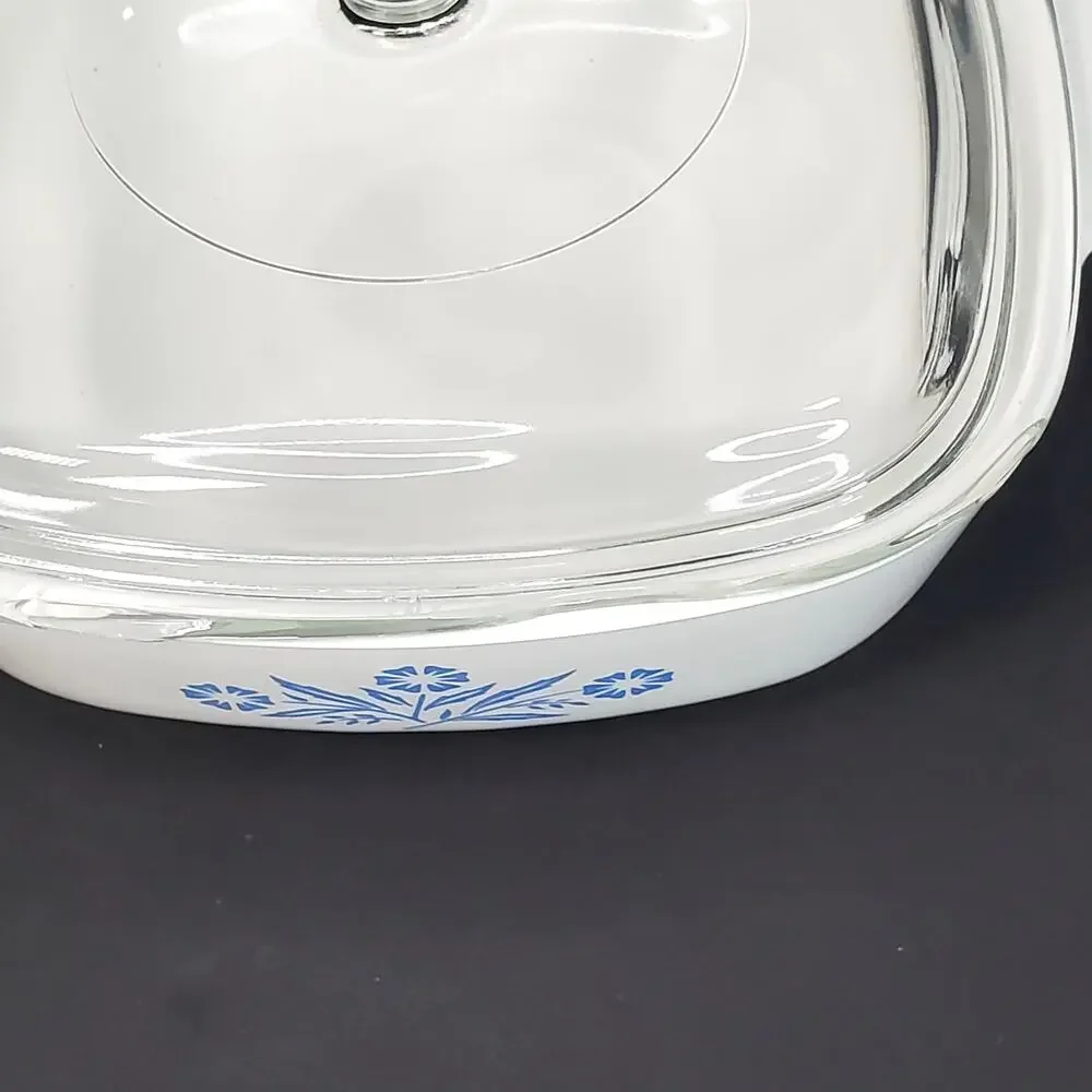 Vtg Corning Ware Casserole Dish Blue Cornflower 1 qt P-1-B Farmcore Country